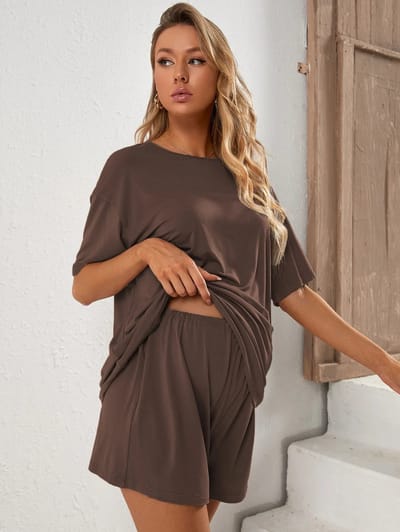 Aura Maternity Aura™ Two-Piece Maternity Set - Oversized Tee & Wrap Shorts