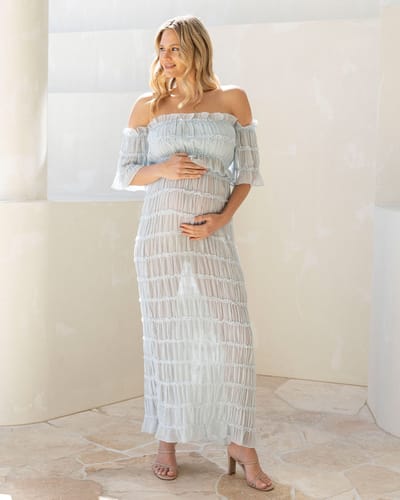 Angel Maternity Marisol 2 piece Maternity Photoshoot Dress in Baby Blue
