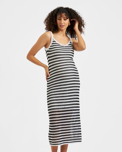 Ripe Maternity Diana Crochet Dress  Black / White