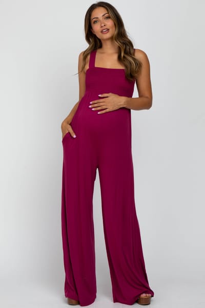 PinkBlush Magenta Sleeveless Wide Leg Maternity Jumpsuit