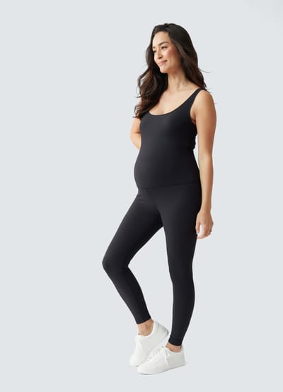 INGRID+ISABEL Rib Full Length Maternity Bodysuit Black