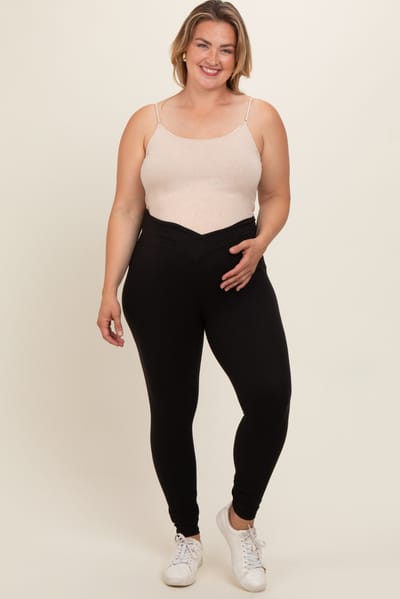 PinkBlush Black Crossover Maternity Plus Leggings