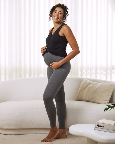 Angel Maternity Basic Cotton Maternity Leggings Charcoal