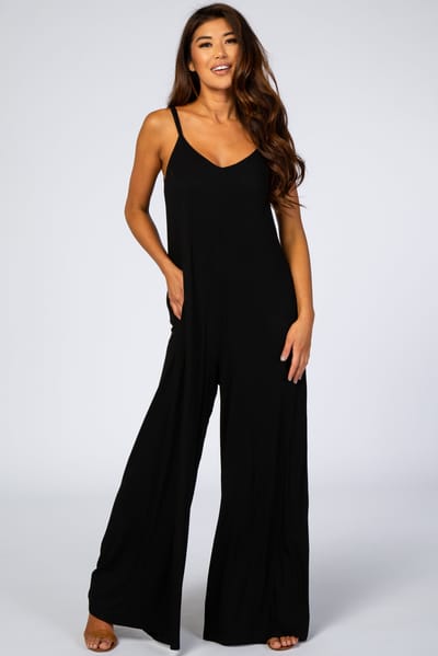 Bluivy Black Cross Back Wide Leg Jumpsuit