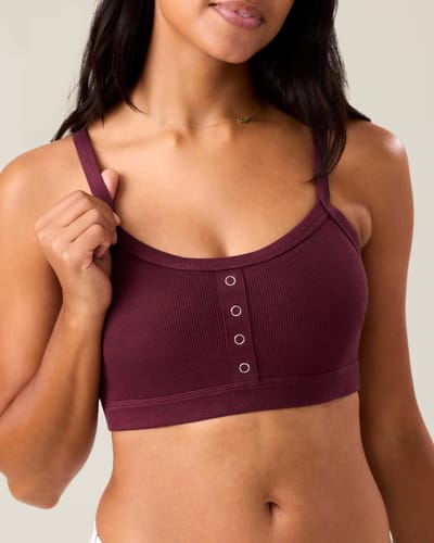 Kindred Bravely Ribbed Bamboo Pumping Bralette | Deep Burgundy