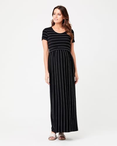 Ripe Maternity Maxi Crop Top Nursing Dress Black / Flint