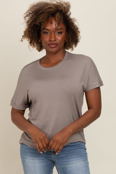 Elloh Taupe Relaxed Fit T-Shirt