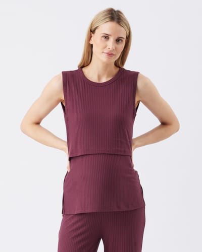 Ripe Maternity Peter Rib Nursing Tank Maroon