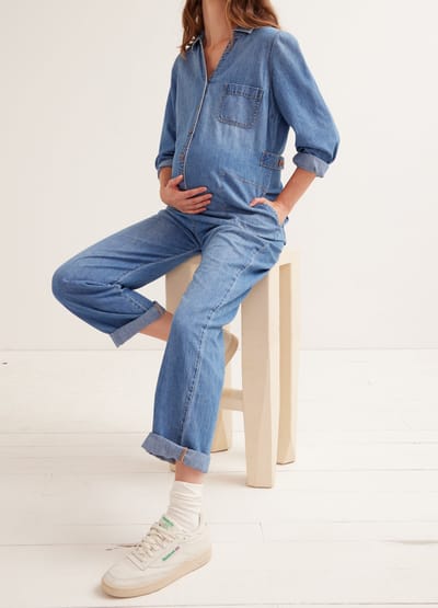 HATCH Collection The Everyday Nursing Denim Jumpsuit