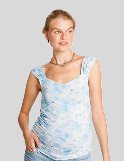 Special Addition Lola Maternity Tank in Blue Floral