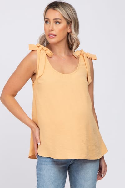 PinkBlush Yellow Shoulder Bow Maternity Tank Top