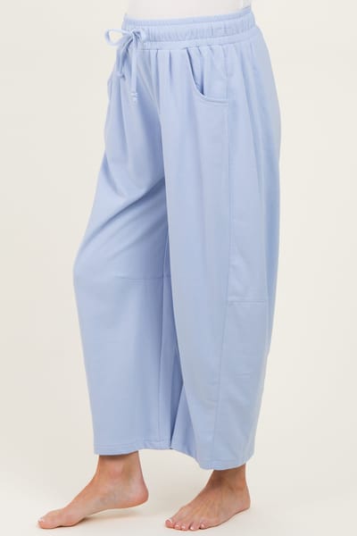 Mitto Light Blue Barrel Leg Terry Maternity Sweatpants