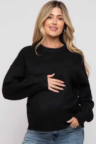 Miracle Black Ribbed Cuff Maternity Sweater