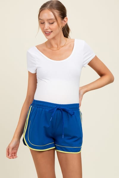 Very J Royal Blue Lined Active Drawstring Maternity Shorts