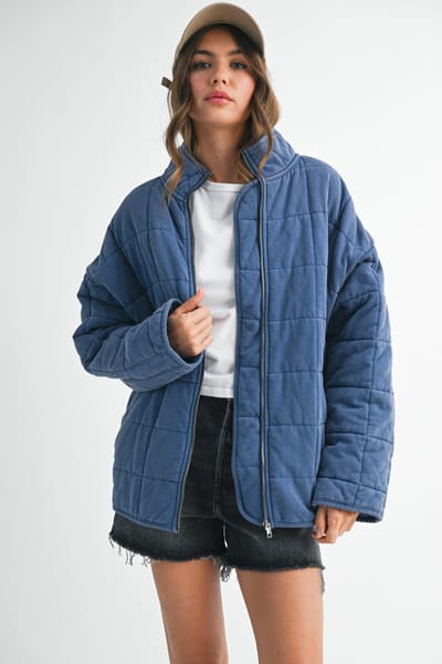 Aemi + Co Denim Oversized Quilted Jacket