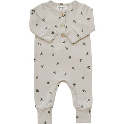Mebie Baby Floral Long Sleeve Button Romper