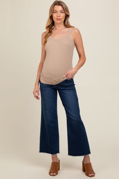 Just USA Jeans Navy Blue Wide Leg Raw Hem Maternity Jeans