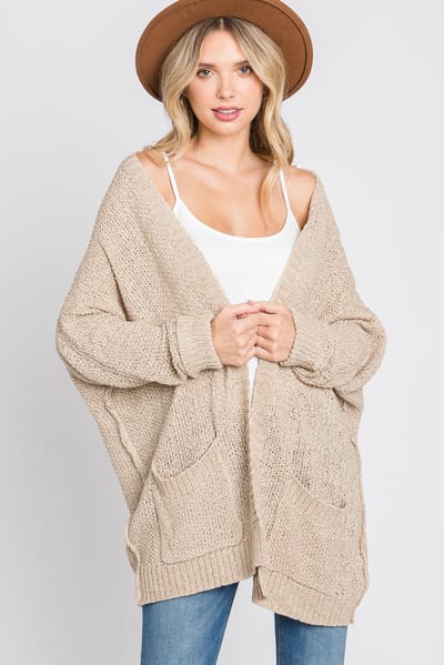 Eesome Beige Cuff Sleeve Cardigan