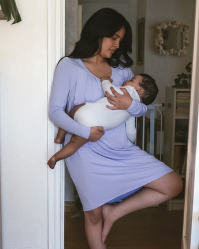Storq Quinn Bamboo Long Sleeve Maternity & Nursing Nightgown | Periwinkle