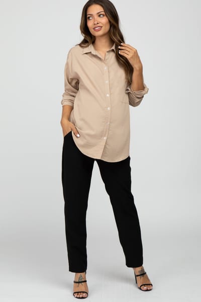 Hello Miz Black Pleated Relax Fit Maternity Pants