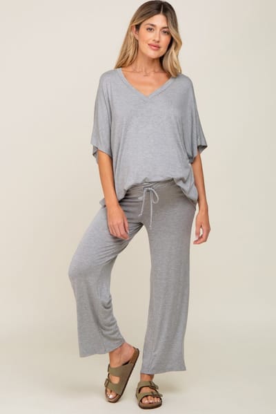 Better Be Heather Grey Cropped Pant Maternity Set