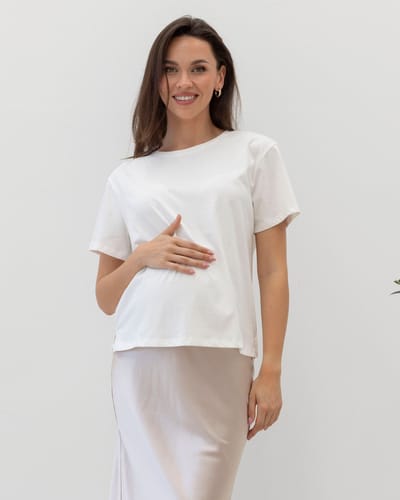 Angel Maternity Versatile and Comfortable Maternity Cotton Tee in White