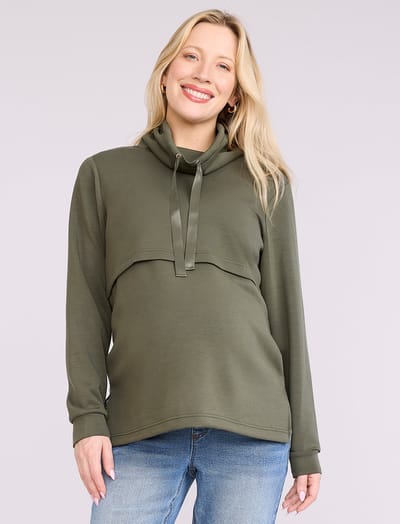 Motherhood Maternity Funnel Neck Nursing Sweatshirt
