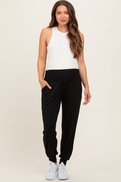 PinkBlush Black Soft Knit Maternity Joggers