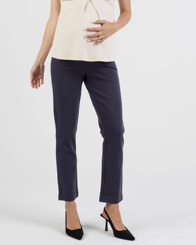 Angel Maternity Zoe Maternity Straight Cut Ponti Work Pants in Navy