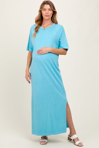 Hyfve Aqua Short Sleeve Knit T-Shirt Maternity Maxi Dress