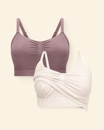 Storq Sublime® Pumping Sleep Bra Two-Pack | Oatmeal Heather & Twilight