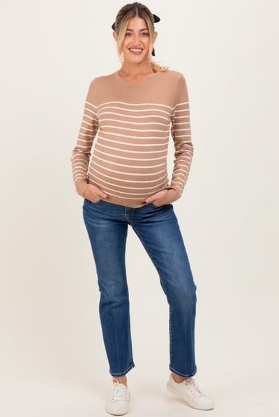 Risen Jeans Dark High Rise Crop Straight Maternity Jeans