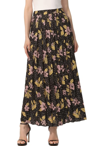 Kimi + Kai Kimi + Kai Women Print Box Pleat Maxi Skirt