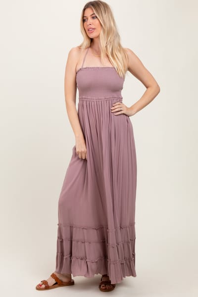 Dress Day Mauve Smocked Woven Maxi Dress