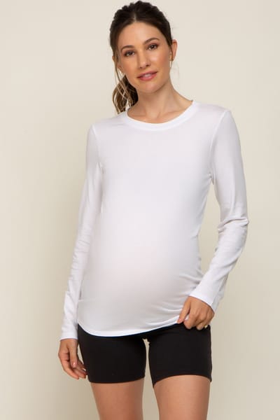 Haptics White Long Sleeve Maternity Top