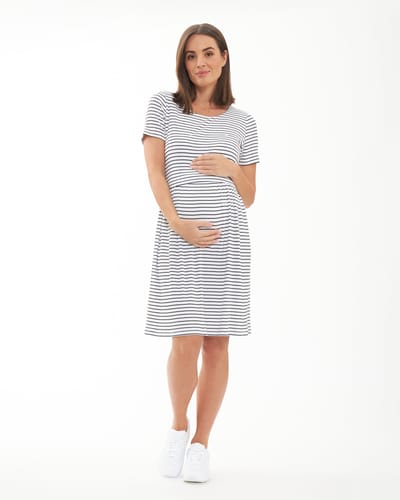 Ripe Maternity Shelly Summer Nursing Dress White / Black