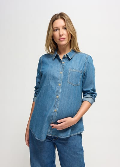 Ingrid+Isabel The Relaxed Button Down Maternity and Nursing Denim Shirt