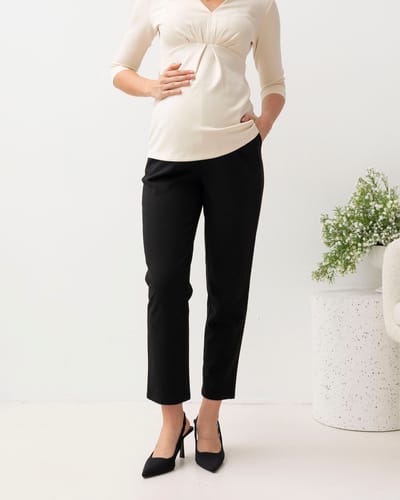 Angel Maternity Donna High Waist Maternity Work Pants in Black