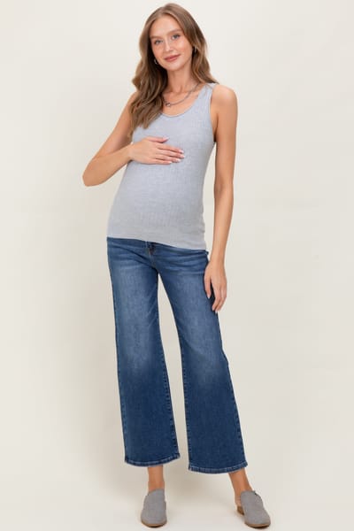 Risen Jeans Medium High Rise Ankle Straight Relaxed Maternity Jeans