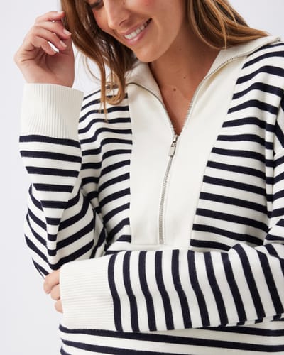 Ripe Maternity Fable Nursing Knit   White / Midnight