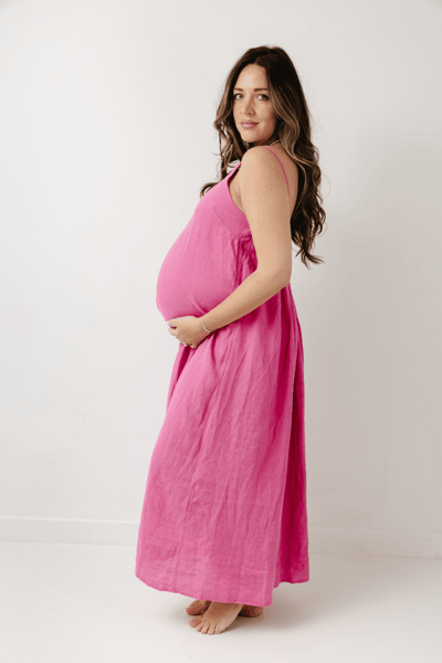 For The Creators Square Neck Dress - Cerise