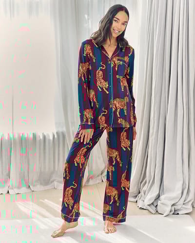 For The Creators Maternity Tiger Stripe Print Long Pyjama Set