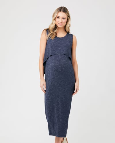 Ripe Maternity Swing Back Nursing Maxi Dress Denim