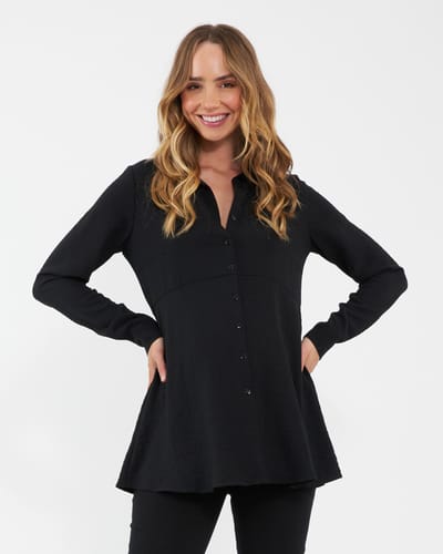 Ripe Maternity Tina Peplum Shirt Black