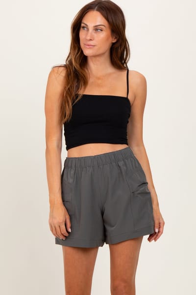 Rae Mode Olive Green Elastic Cargo Shorts