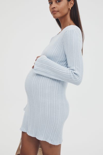 LEGOE. HERITAGE Textured Bell Sleeve Dress (Powder) - FINAL SALE