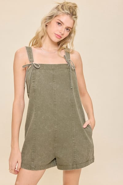 Idem Ditto Olive Ribbon Detail Overall Romper