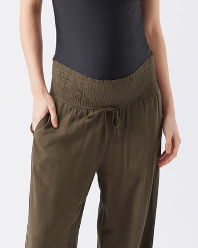 Ripe Maternity Marlow Shirred Pant Khaki
