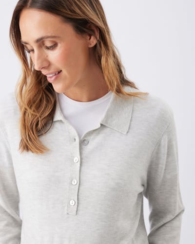 Ripe Maternity Piper Polo Nursing  Knit  Silver Marle
