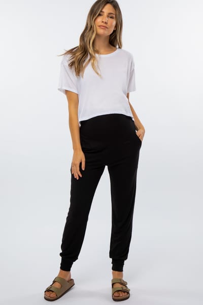PinkBlush Black Maternity Band Jogger Pants
